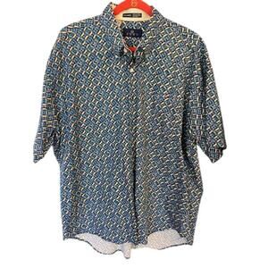 Enro Mens‎ XXL 100% Cotton Pattern Short Sleeve Button Down Shirt